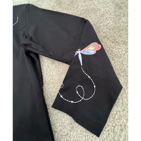 Quaker Factory Women's Jacket Size XS Black Cotton Embroidered Dragonflies NWT - Picture 5 of 16